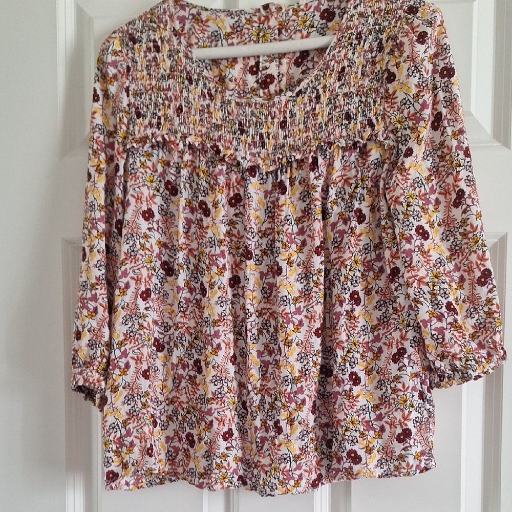 Floral Smocked Women's Top Size S